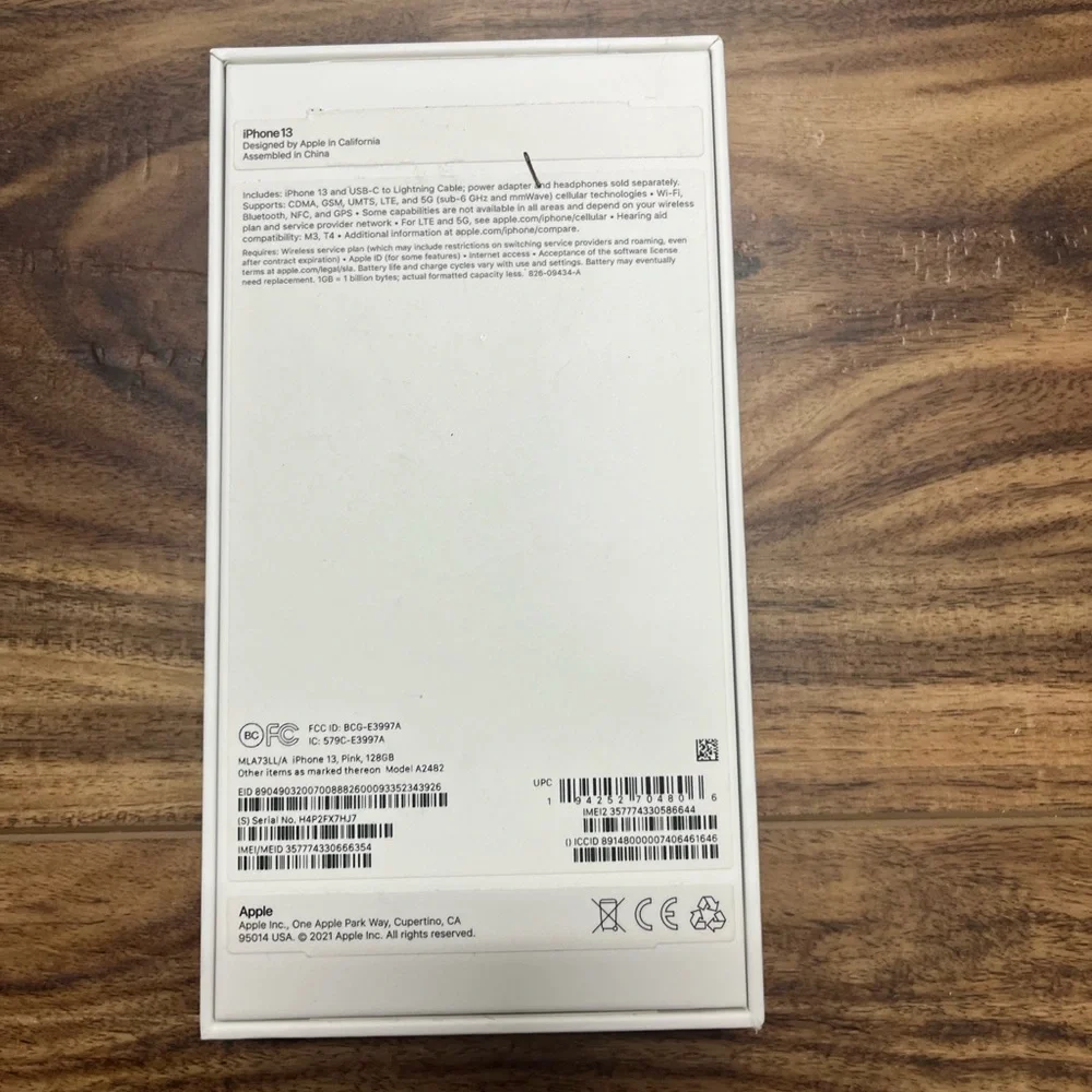 - iPhone 13 pink phone Box & paperwork, new